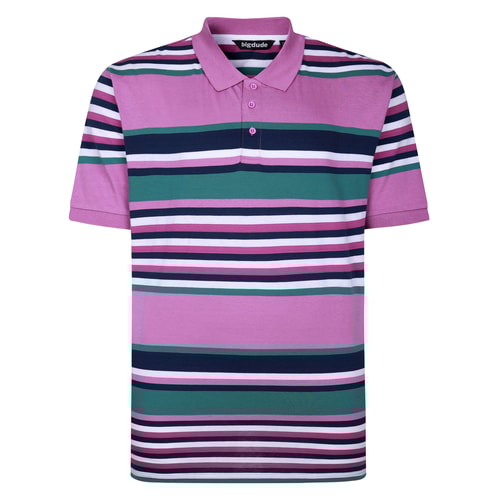 Bigdude Sommer-Streifen-Polo, Farbe: Dusted Grape